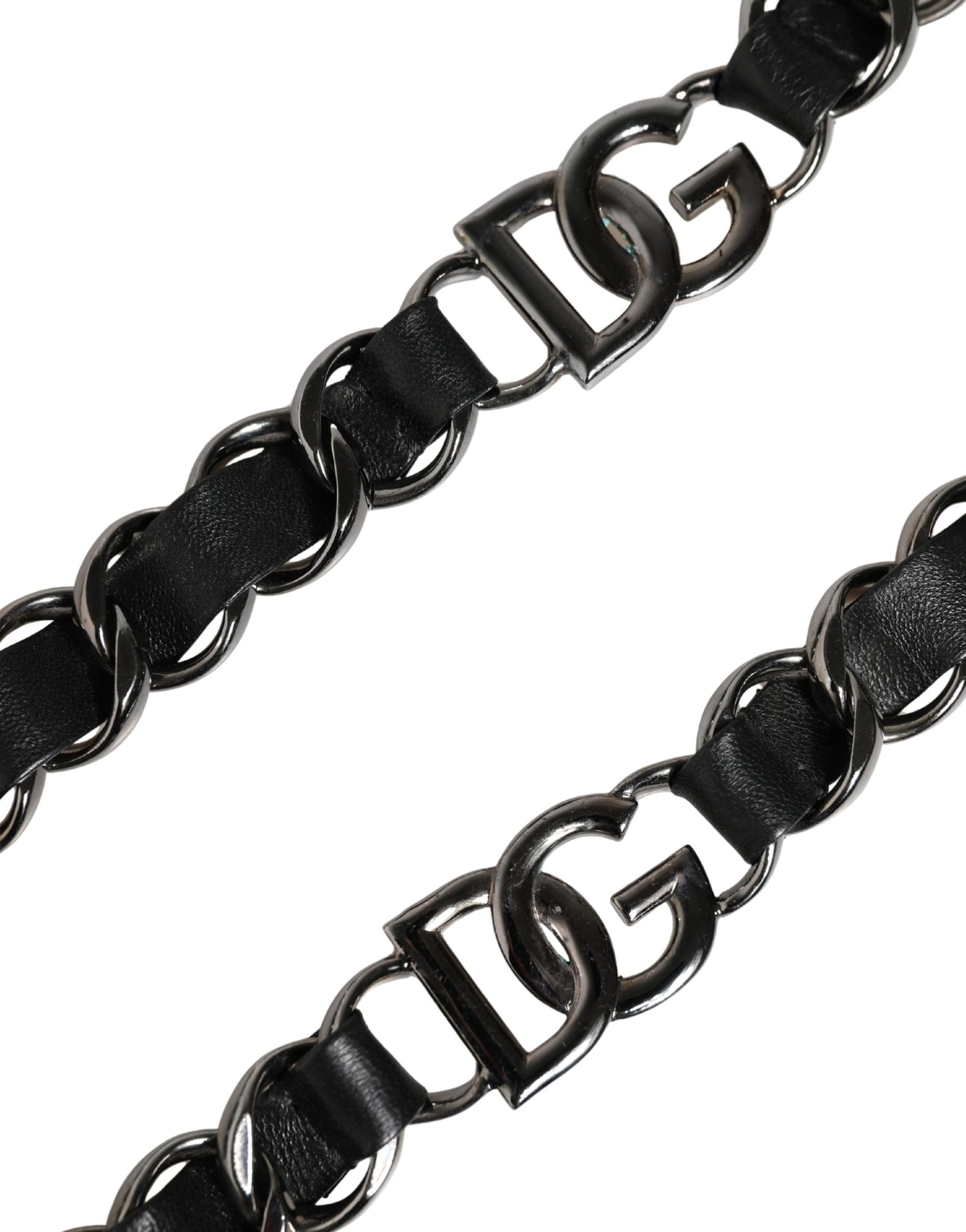 Shoulder Strap by Dolce & Gabbana for women in brass zamak & calf leather black & silver features a chic design, presenting a refined view of the Brass Zamak Calf Leather Shoulder Strap with a chic finish.