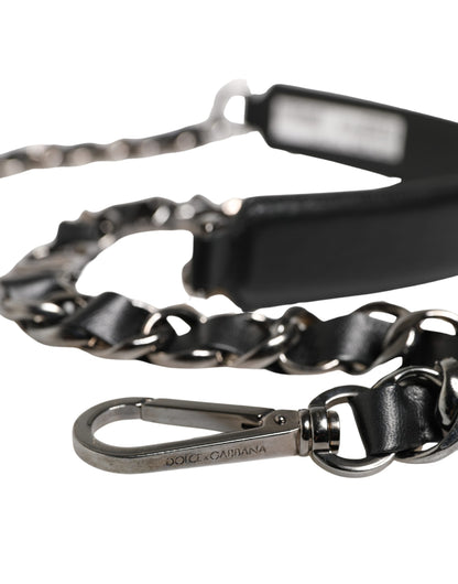 Shoulder Strap from Dolce & Gabbana for women in brass zamak & calf leather black & silver features an on trend design from the Brass Zamak Calf Leather Shoulder Strap collection, highlighting a premium look.