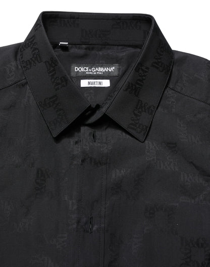 Dolce & Gabbana Black MARTINI Cotton Slim Dress Formal Shirt