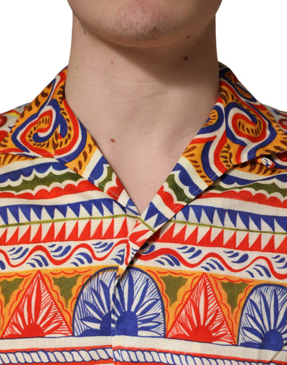 Dolce & Gabbana Multicolor Sicilian Carretto Twill Cotton Men Shirt