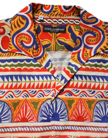 Dolce & Gabbana Multicolor Sicilian Carretto Twill Cotton Men Shirt