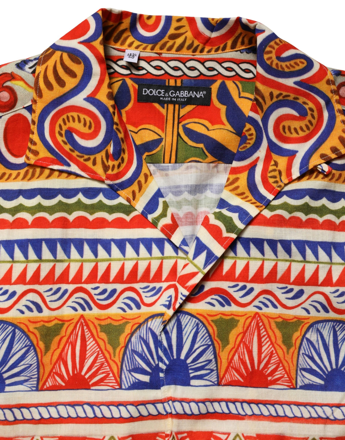 Dolce & Gabbana Men's Slim Long-Sleeve Cotton Twill Dress Shirt - Black Multicolor