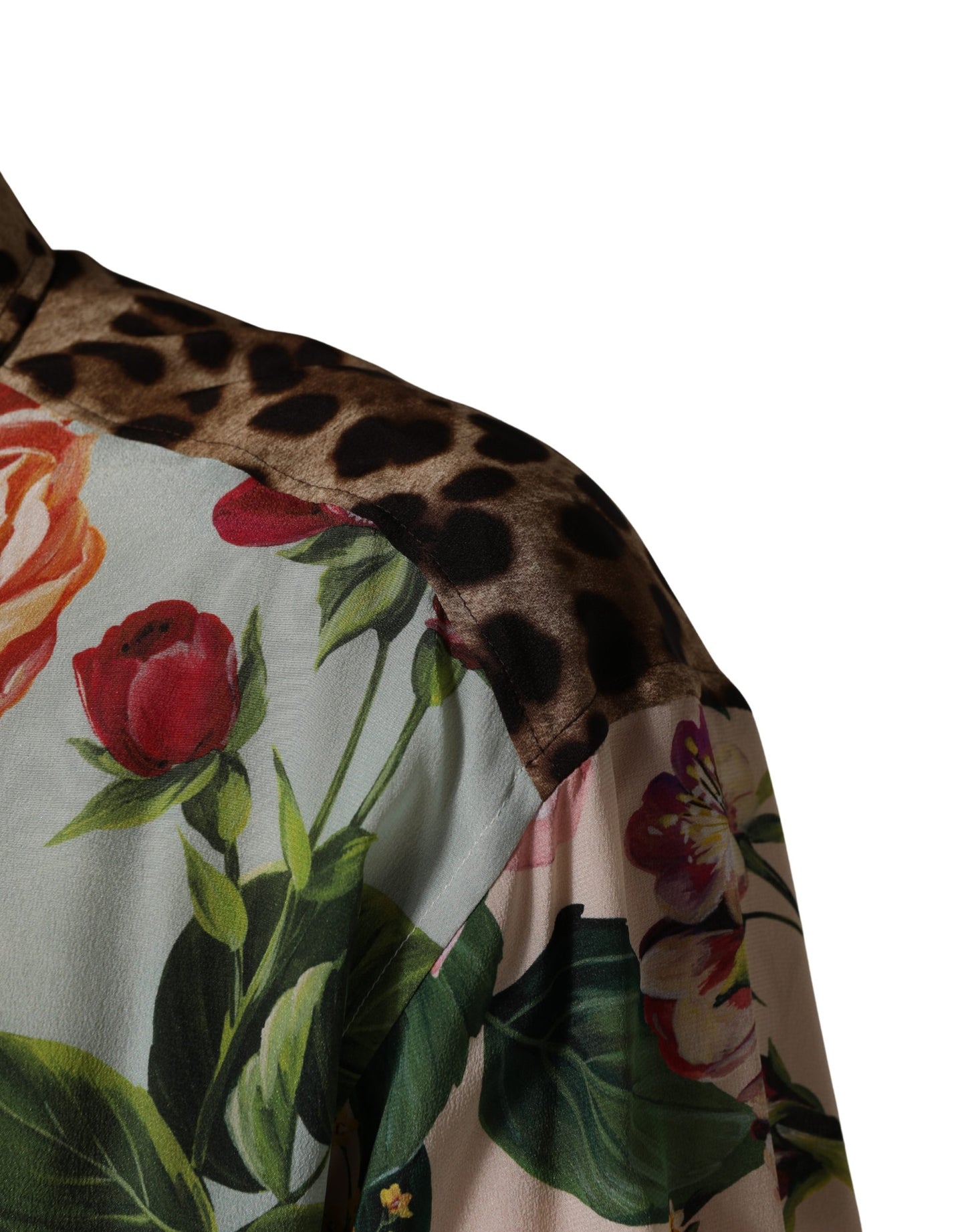 Dolce & Gabbana Multicolor Floral Animal Print Collared Shirt