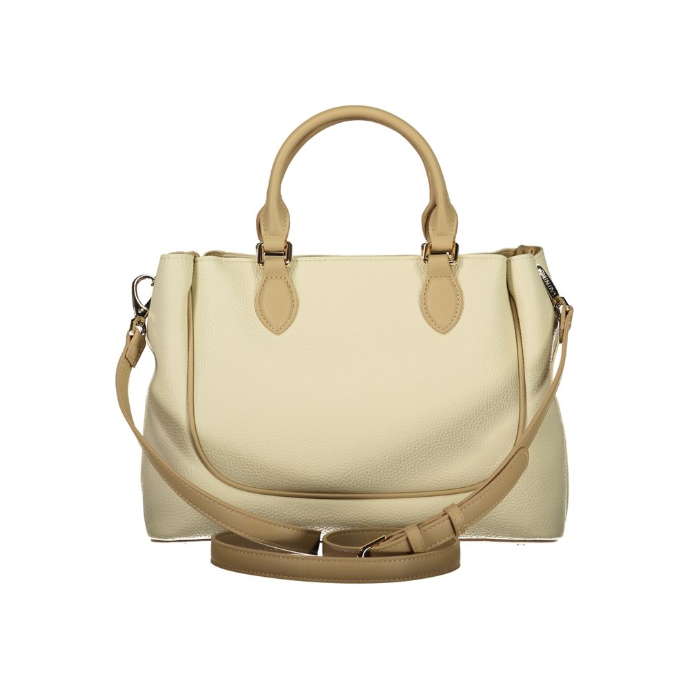 Handbag by Mario Valentino for women in polyurethane beige features a signature silhouette, showcasing a secure and signature with versatile for a sophisticated look.