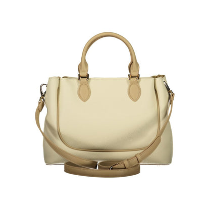 Handbag by Mario Valentino for women in polyurethane beige features a signature silhouette, showcasing a secure and signature with versatile for a sophisticated look.