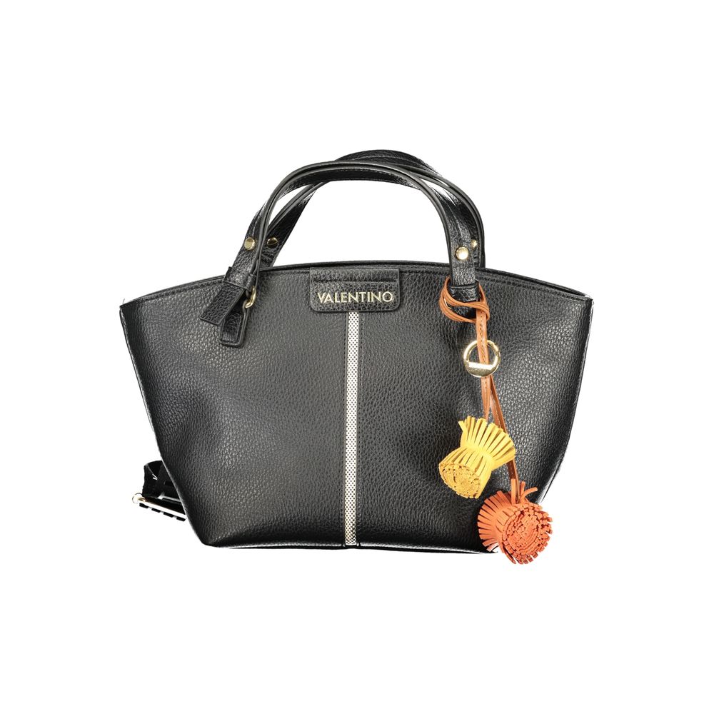 Handbag by Mario Valentino for women in polyurethane black features a signature silhouette, showcasing a secure and signature with versatile for a sophisticated look.