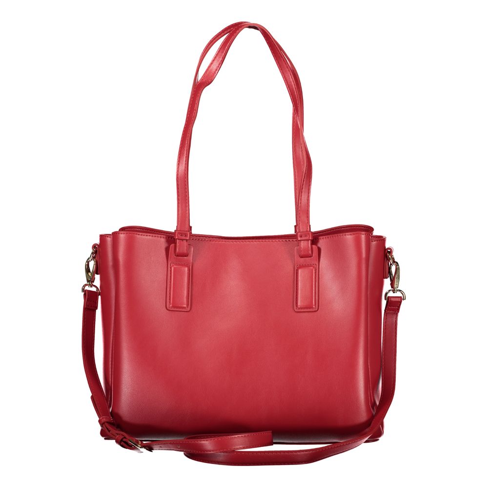 Handbag by Mario Valentino for women in polyurethane red features a refined silhouette, showcasing a secure , organized , and versatile for a refined finish.