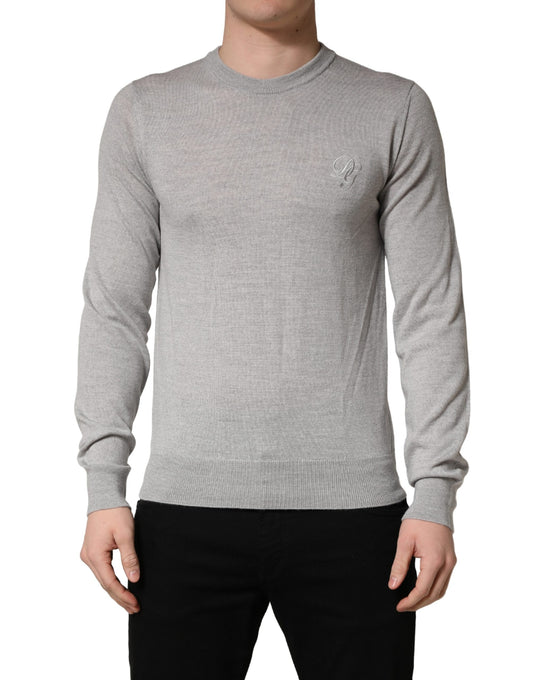 Sweatshirt by Dolce & Gabbana for men in virgin wool gray features an magnificent silhouette, showcasing a sophisticated wrap crew neckline and long-sleeve detail for a truly magnificent finish.