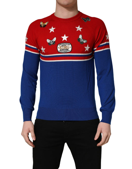 Sweatshirt by Dolce & Gabbana for men in virgin wool multicolor showcases a slouchy chic silhouette, artfully detailed with a slouchy chic wrap crew neckline and for a slouchy chic finish.