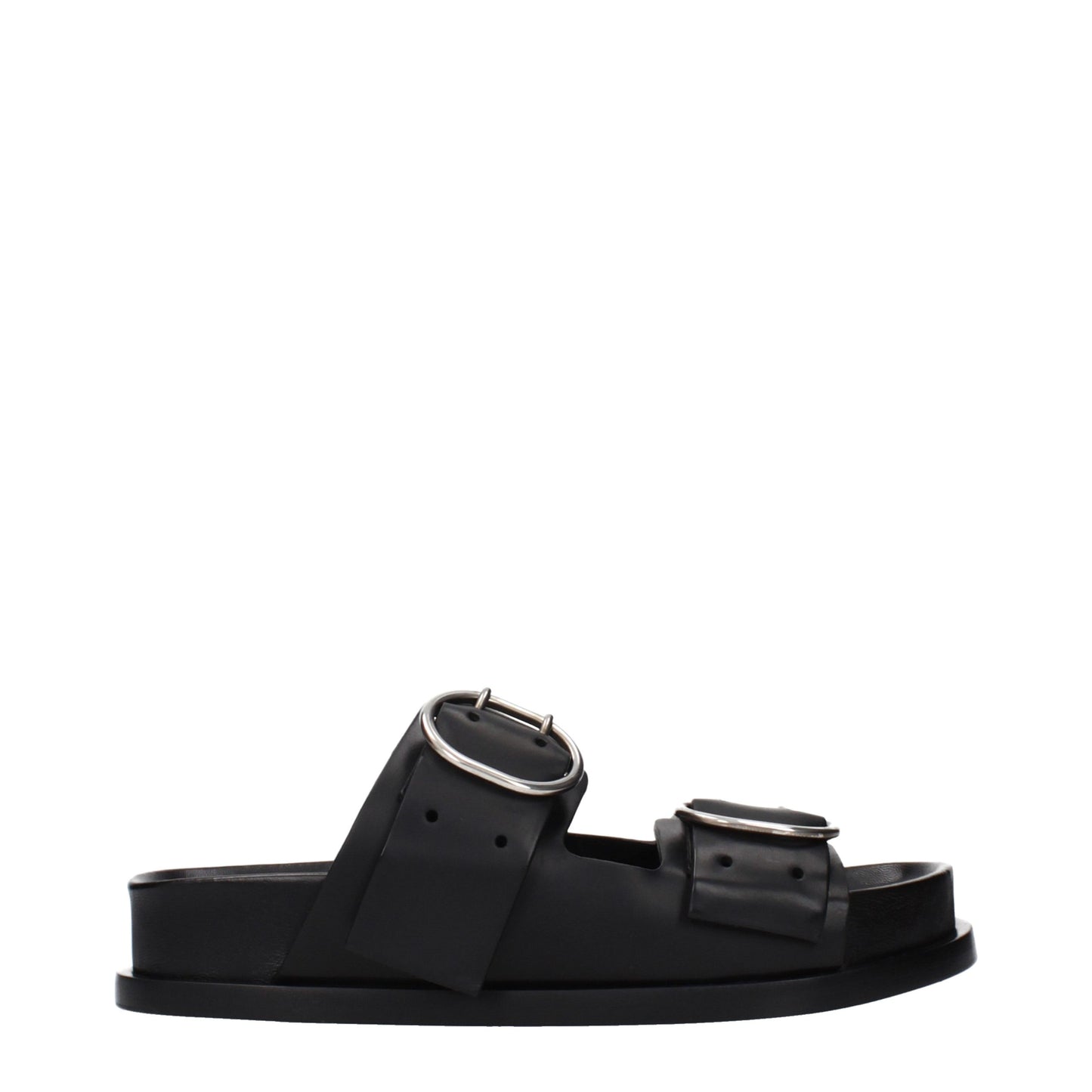 Clogs Slippers by Jil Sander for women in leather black presents a sumptuous silhouette, perfectly capturing the sumptuous essence of Women's Leather Clogs Slippers with its signature and .