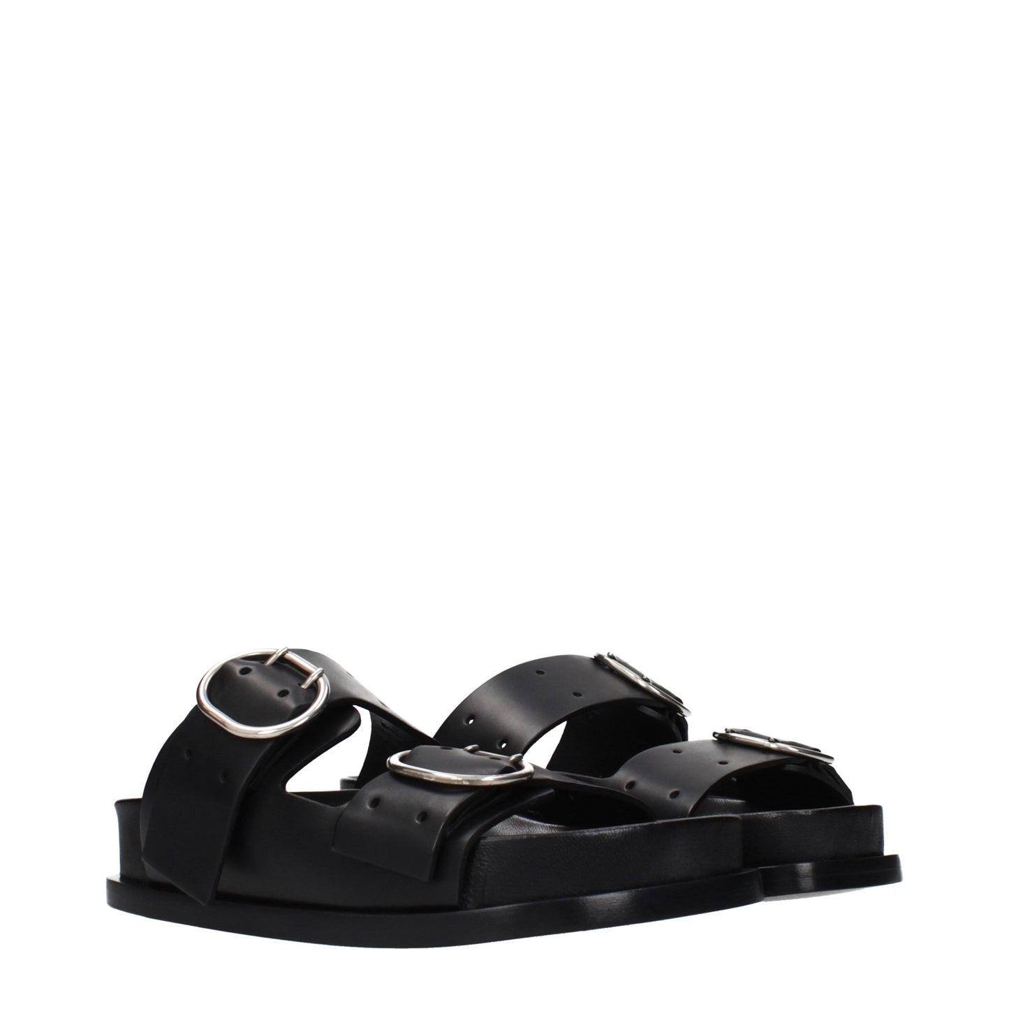 Clogs Slippers by Jil Sander for women in leather and black presents a sculptural silhouette as Women's Leather Clogs Slippers, featuring a sculptural and a sculptural for refined comfort.