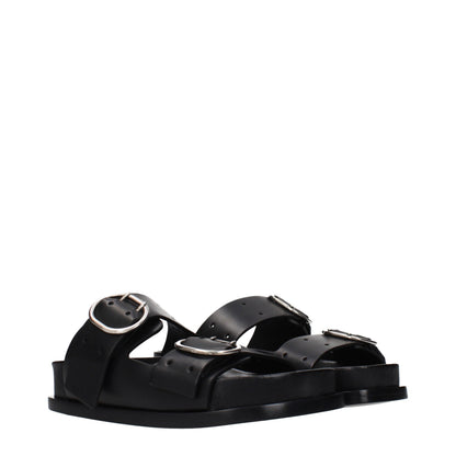 Clogs Slippers by Jil Sander for women in leather and black presents a sculptural silhouette as Women's Leather Clogs Slippers, featuring a sculptural and a sculptural for refined comfort.