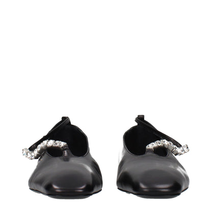 Ballet Flat Shoes by Jil Sander for women in leather black showcases a resplendent Women's Leather Ballet Flat Shoes aesthetic with a and .