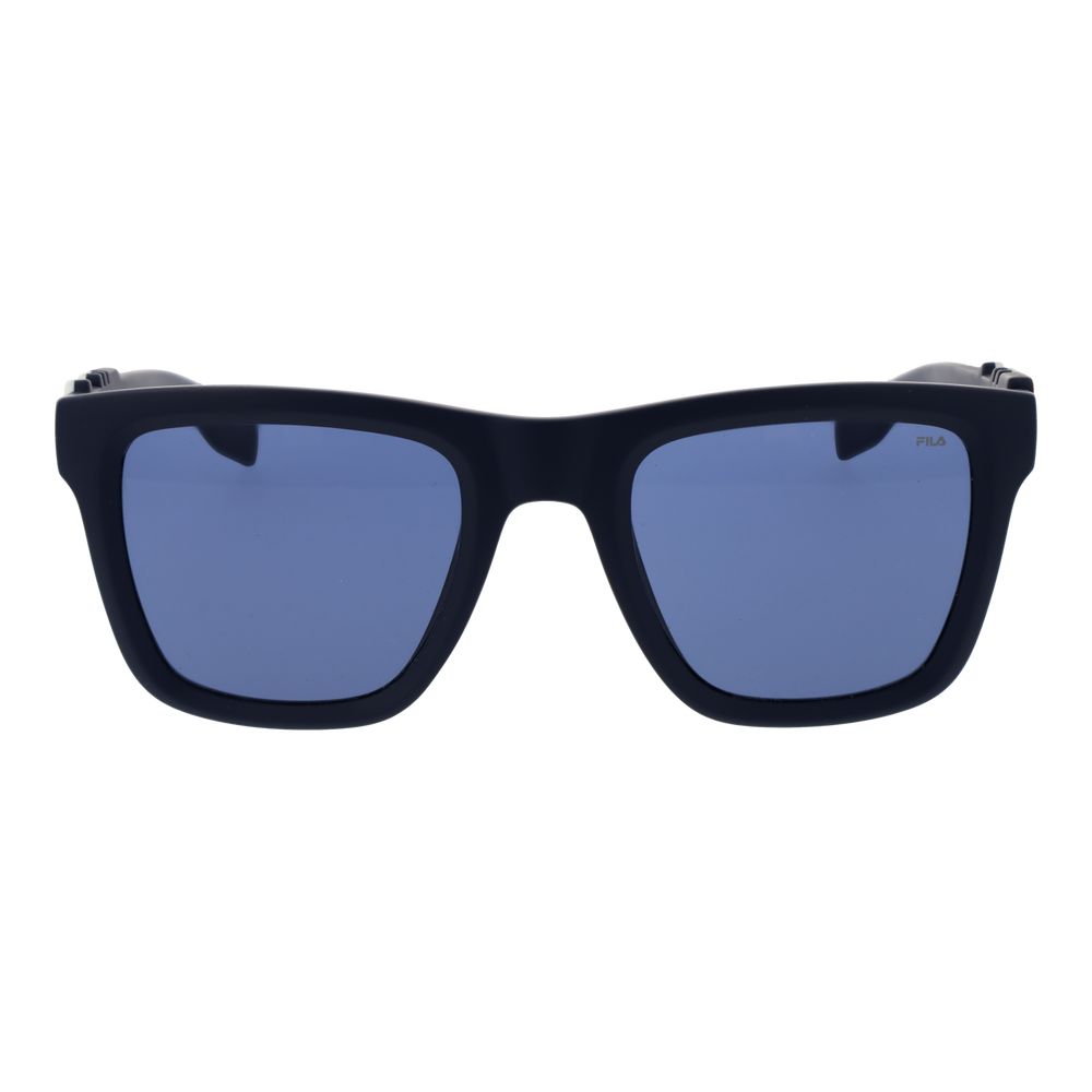 Sunglasses by Fila for men in plastic and blue featuring an opulent full-rim square frame design with a sophisticated blue coloured frame finish and high-performance non-polarized category-3-dark-tint lens.