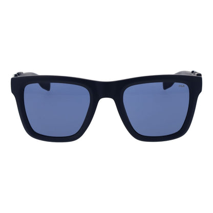 Sunglasses by Fila for men in plastic and blue featuring an opulent full-rim square frame design with a sophisticated blue coloured frame finish and high-performance non-polarized category-3-dark-tint lens.