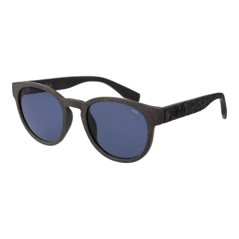 Sunglasses by Fila for unisex in plastic gray showcases a ethereal silhouette, featuring gray coloured frame full-rim panto frame design with non-polarized category-3-dark-tint lens for a ethereal finish.