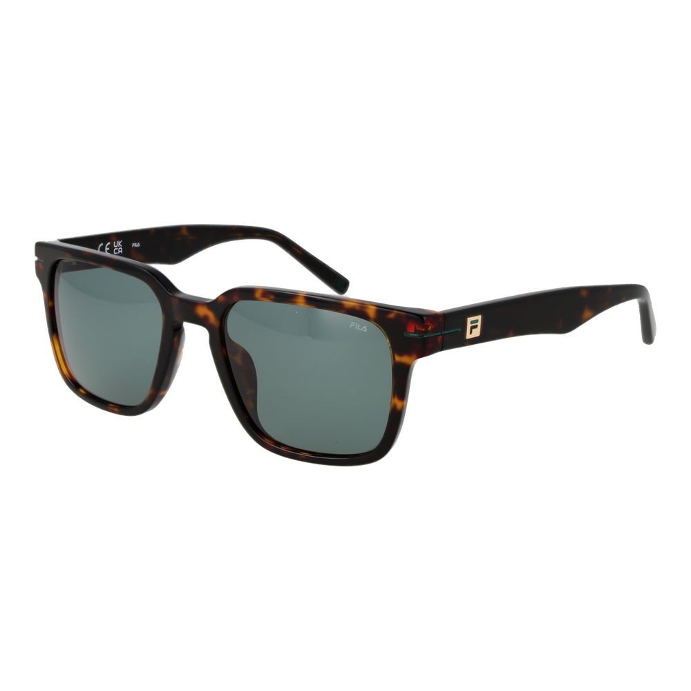 Sunglasses by Fila for men in cellulose acetate and brown featuring an opulent full-rim square frame design with a sophisticated brown coloured frame finish and high-performance non-polarized category-2-medium-tint lens.