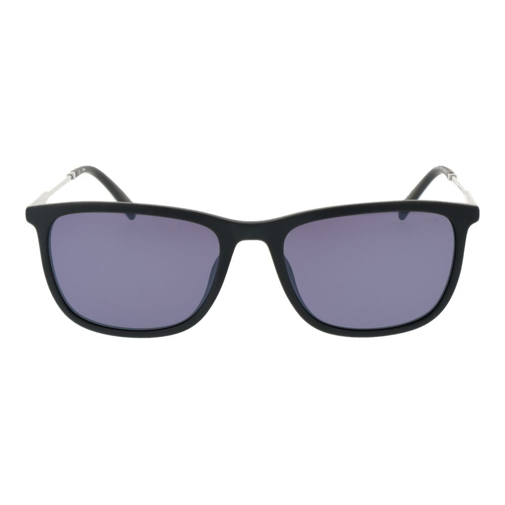 Sunglasses by Fila for men in stainless steel gray features an lustrous full-rim square frame design with gray coloured frame detailing and mirrored category-3-dark-tint lens for a lustrous aesthetic.