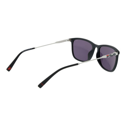 Sunglasses by Fila for men in stainless steel gray features a sumptuous silhouette, showcasing a sumptuous full-rim square frame design in gray coloured frame with high-performance mirrored category-3-dark-tint lens.