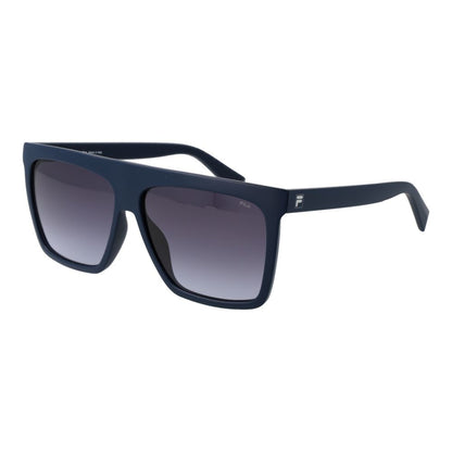 Sunglasses by Fila for men in plastic blue features an ethereal full-rim square frame design with blue coloured frame frames and gradient category-3-dark-tint lens for a ethereal finish.