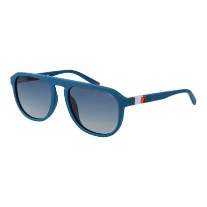 Sunglasses by Fila for unisex in rubber blue features a sumptuous silhouette, showcasing a sumptuous aviator full-rim frame design in blue coloured frame with high-performance category-2-medium-tint lens.