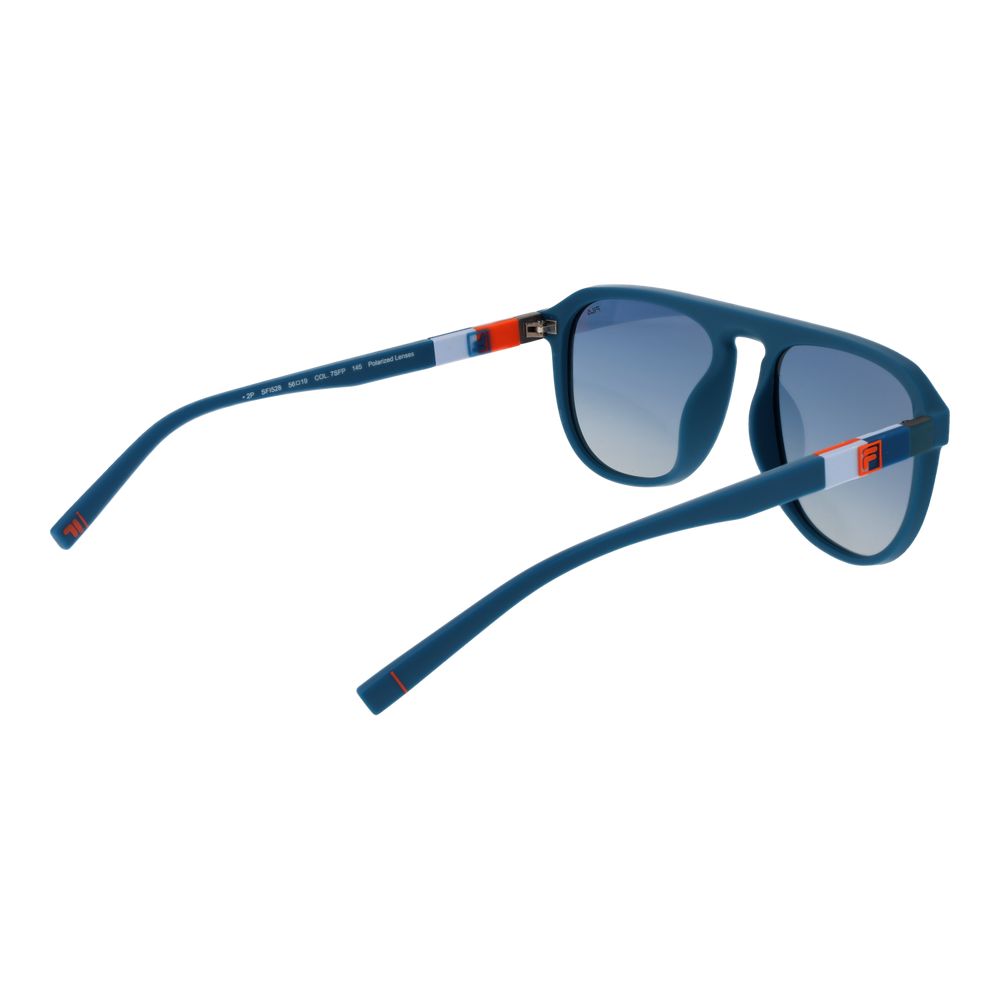 Sunglasses by Fila for unisex in rubber blue showcases a ethereal silhouette, featuring blue coloured frame aviator full-rim frame design with category-2-medium-tint lens for a ethereal finish.