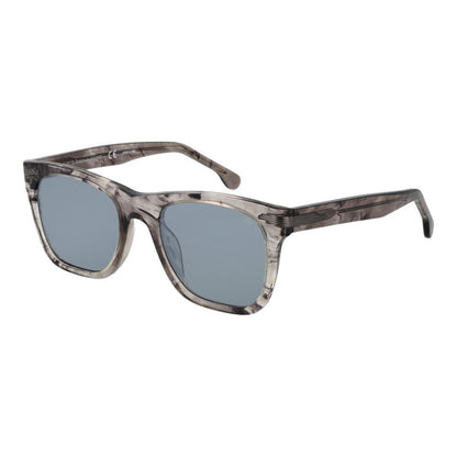 Sunglasses by Lozza for men in plastic gray features a sumptuous silhouette, showcasing a sumptuous full-rim square frame design in gray coloured frame with high-performance mirrored category-2-medium-tint lens.