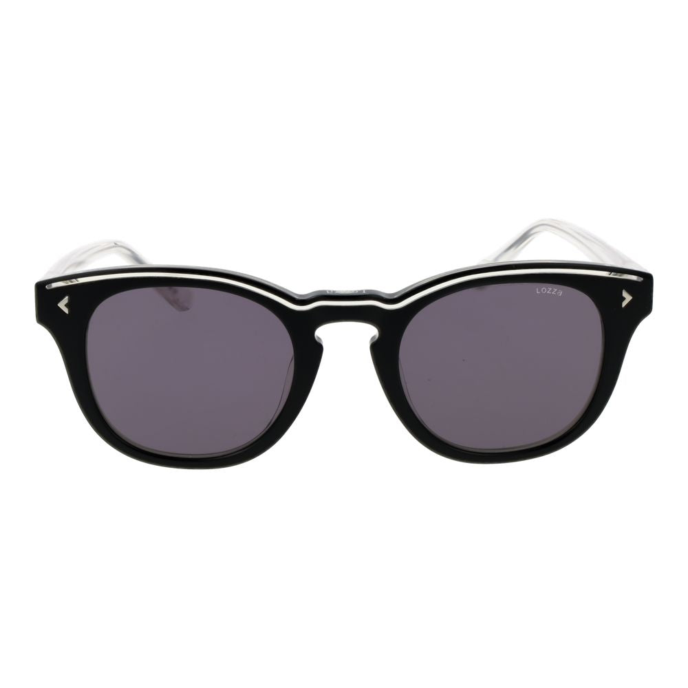 Sunglasses by Lozza for unisex in plastic black features an ethereal full-rim panto frame design with black coloured frame frames and non-polarized category-3-dark-tint lens for a ethereal finish.