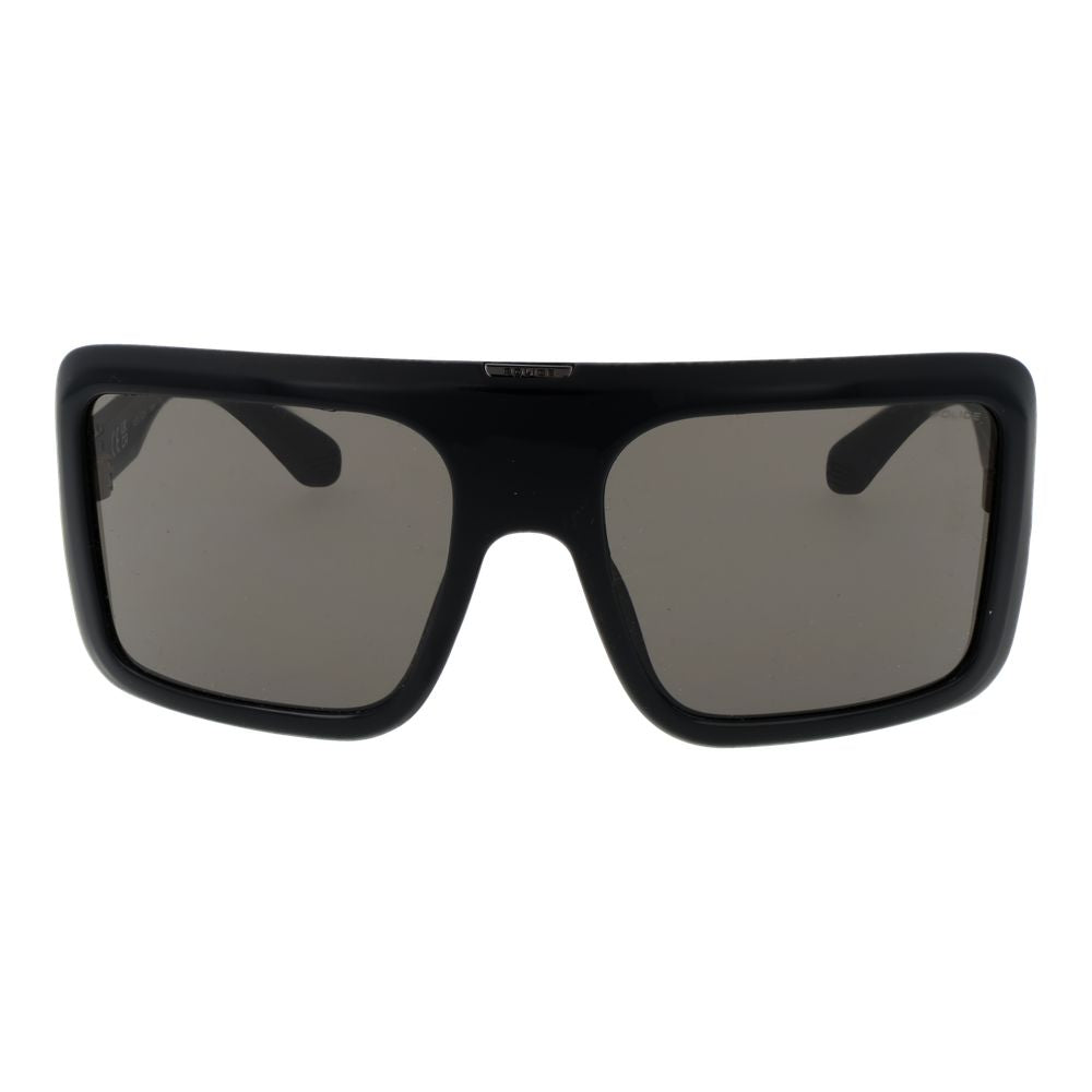 Sunglasses by Police for men in plastic black features an lustrous full-rim square frame design with black coloured frame detailing and non-polarized category-3-dark-tint lens for a lustrous aesthetic.