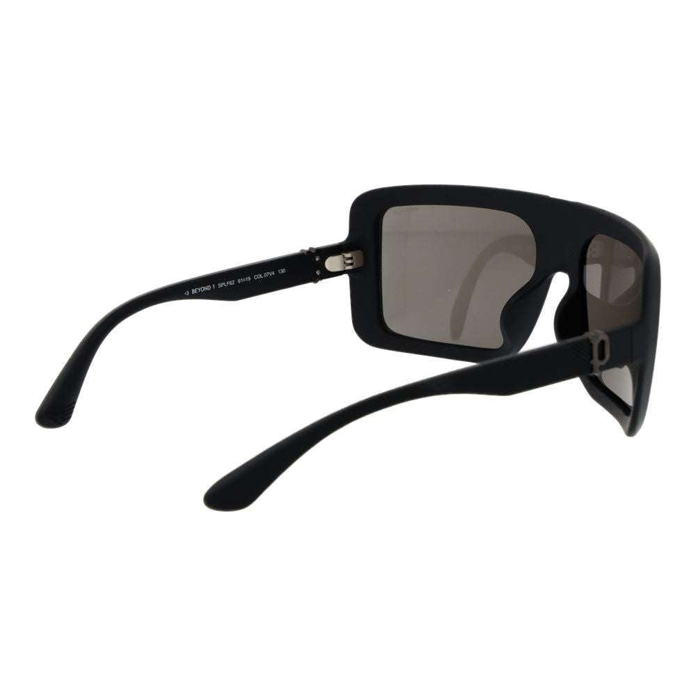Sunglasses by Police for men in plastic black showcases a ethereal silhouette, featuring black coloured frame full-rim square frame design with non-polarized category-3-dark-tint lens for a ethereal finish.