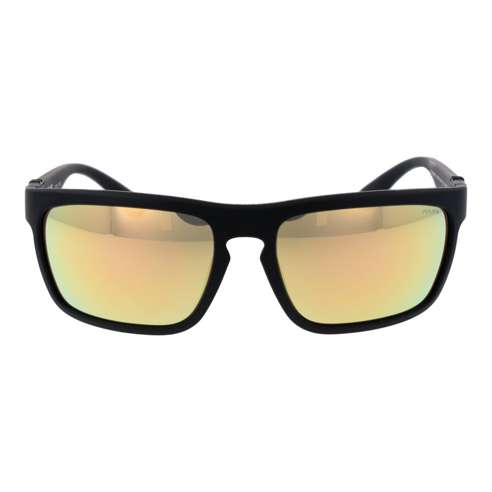This Sunglasses by Police for men in plastic black presents a sumptuous silhouette, showcasing a sumptuous rectangle full-rim frame design in black coloured frame and high-performance mirrored category-3-dark-tint lens.