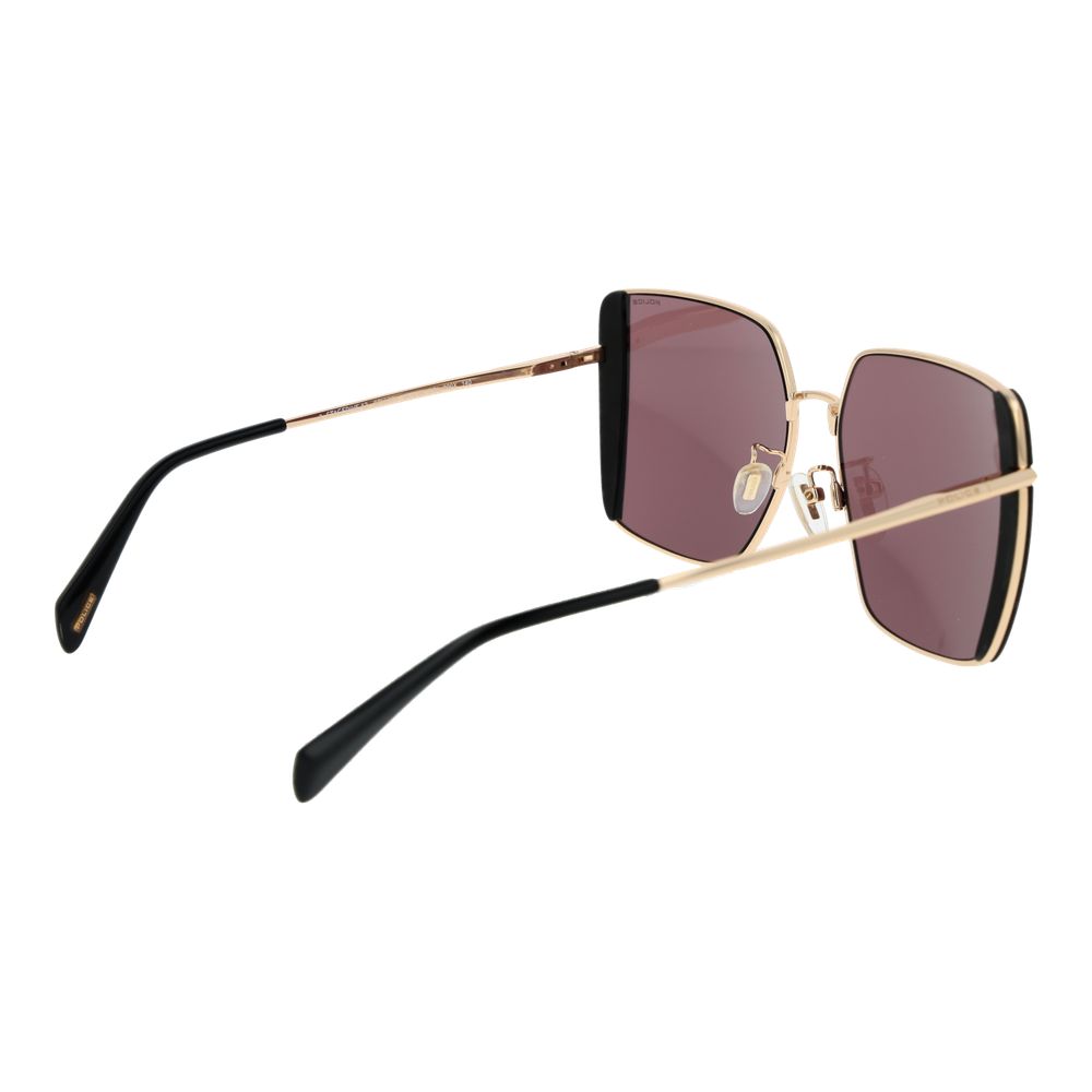 Sunglasses by Police for women in metal gold features an ethereal full-rim square frame design with gold coloured frame frames and mirrored category-3-dark-tint lens for a ethereal finish.