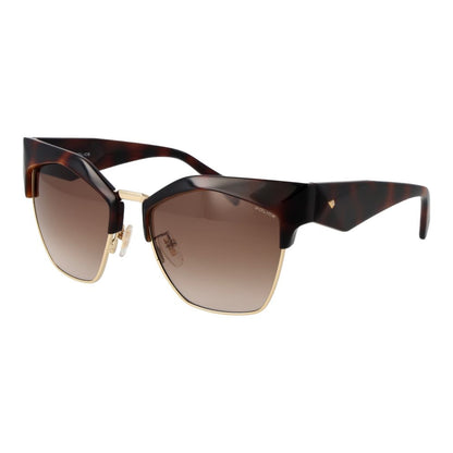 This Sunglasses by Police for women in plastic brown presents a sumptuous silhouette, showcasing a sumptuous full-rim square frame design in brown coloured frame and high-performance gradient category-2-medium-tint lens.