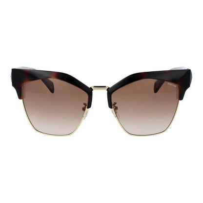 Sunglasses by Police for women in plastic brown showcases a ethereal silhouette, featuring brown coloured frame full-rim square frame design with gradient category-2-medium-tint lens for a ethereal finish.