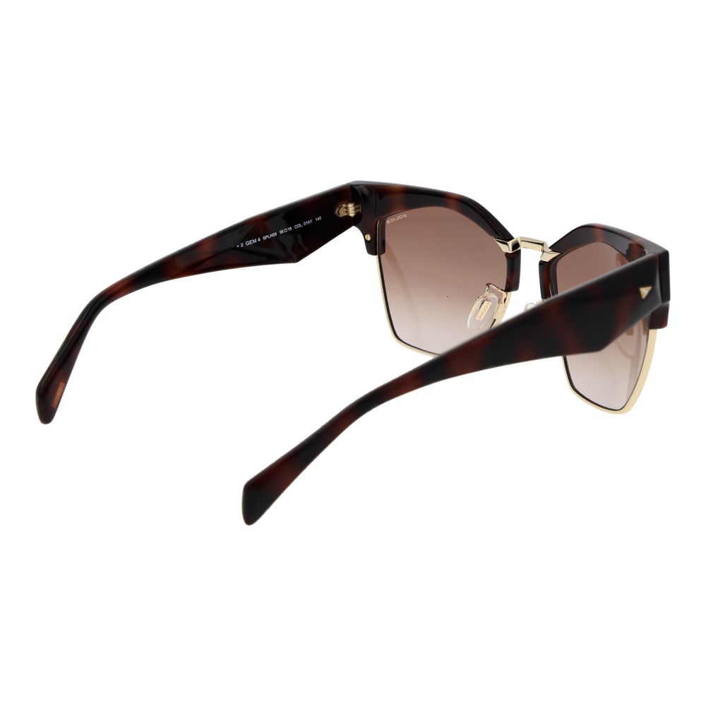 Sunglasses by Police for women in plastic brown features an ethereal full-rim square frame design with brown coloured frame frames and gradient category-2-medium-tint lens for a ethereal finish.