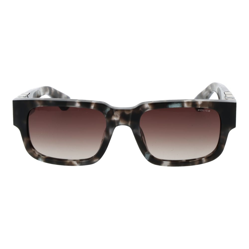 Sunglasses by Police for unisex in cellulose acetate gray features an lustrous full-rim square frame design with gray coloured frame detailing and gradient category-3-dark-tint lens for a lustrous aesthetic.