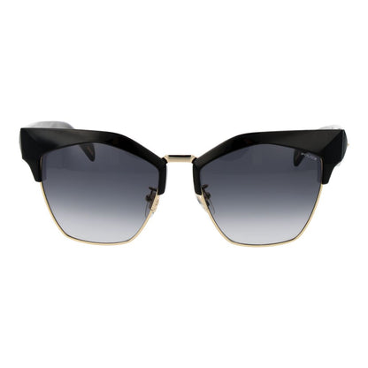 Sunglasses by Police for women in plastic black showcases a ethereal silhouette, featuring black coloured frame full-rim cat-eye frame design with gradient category-3-dark-tint lens for a ethereal finish.