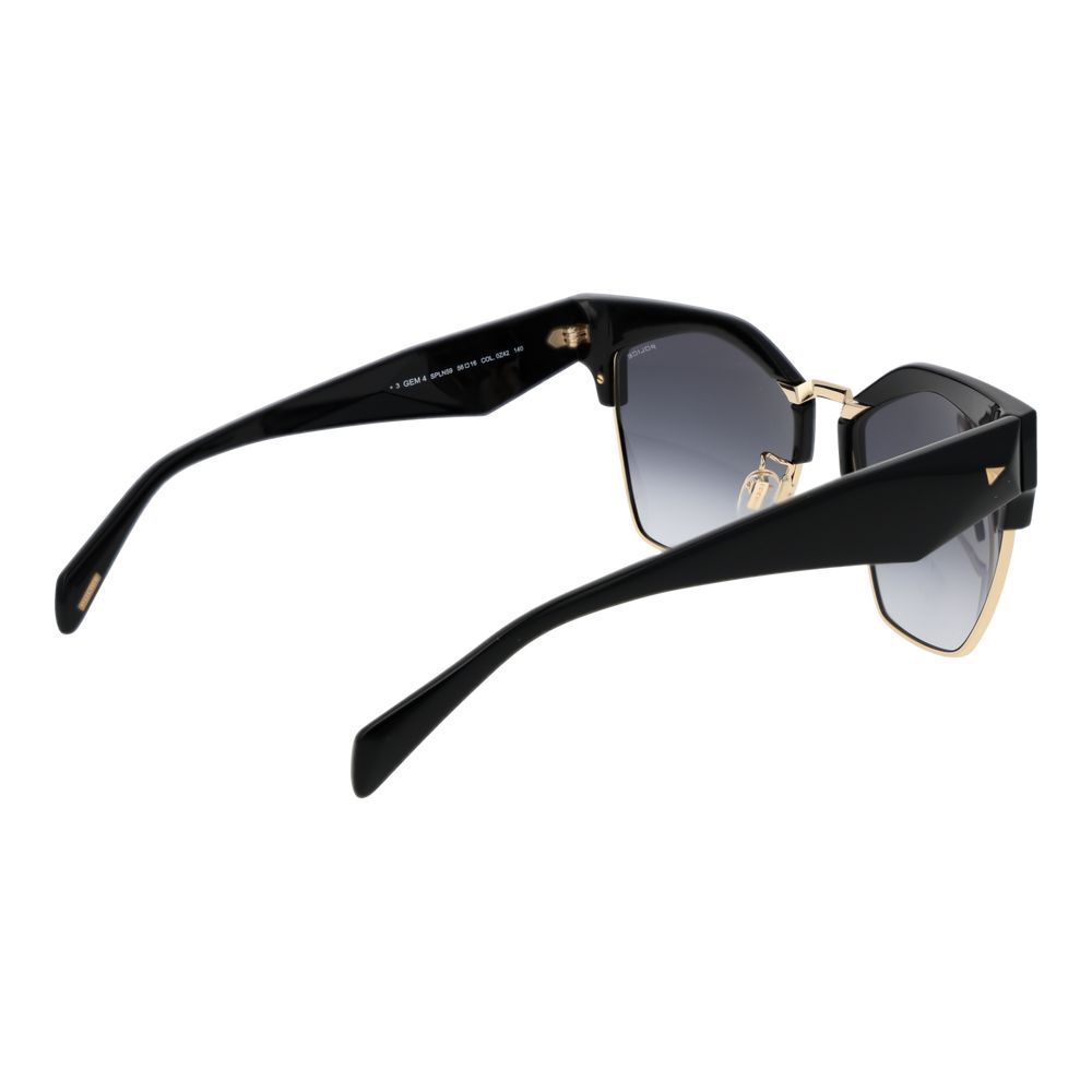 Sunglasses by Police for women in plastic black features a sumptuous silhouette, showcasing a sumptuous full-rim cat-eye frame design in black coloured frame with high-performance gradient category-3-dark-tint lens.