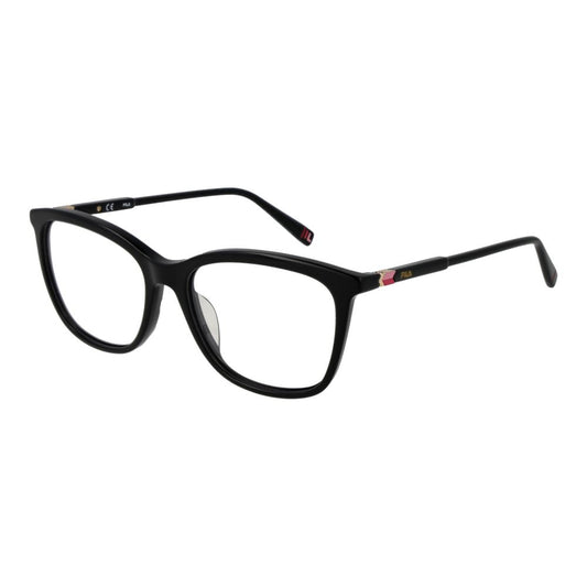 Eyeglasses Frames by Fila for women in plastic and black showcases a refined silhouette, detailed with a black coloured frame finish and a sophisticated full-frame frame design.