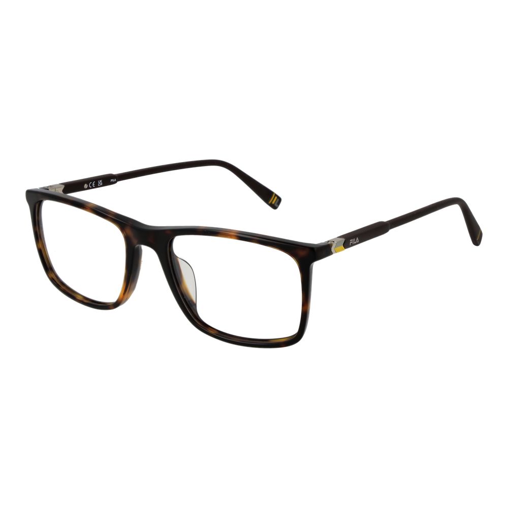 Eyeglasses Frames by Fila for men in plastic and brown showcases a refined silhouette, detailed with a brown coloured frame finish and a sophisticated full-frame frame design.