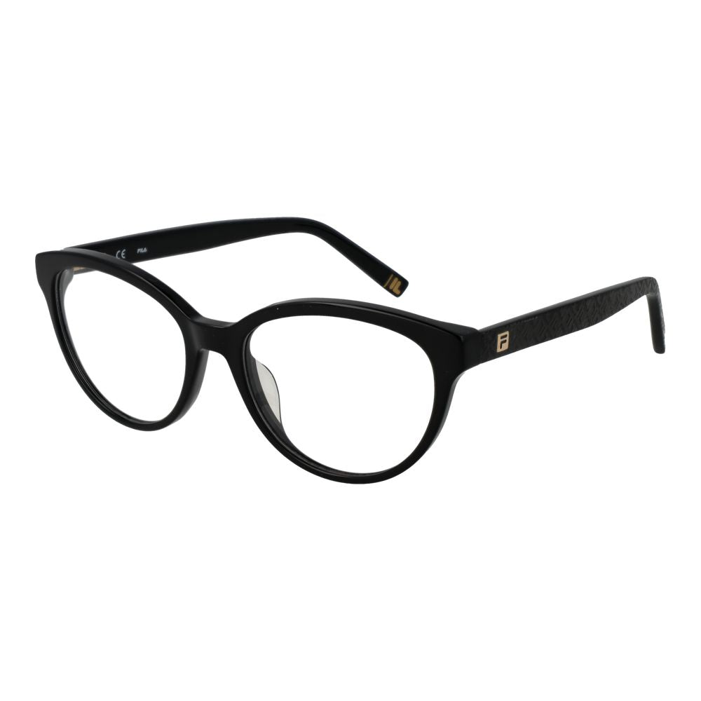 Eyeglasses Frames by Fila for women in cellulose acetate and black showcases a refined silhouette, detailed with a black coloured frame finish and a sophisticated full-frame frame design.