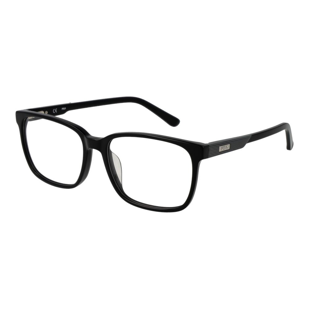 Eyeglasses Frames by Fila for men in cellulose acetate and black showcases a refined silhouette, detailed with a black coloured frame finish and a sophisticated full-frame frame design.