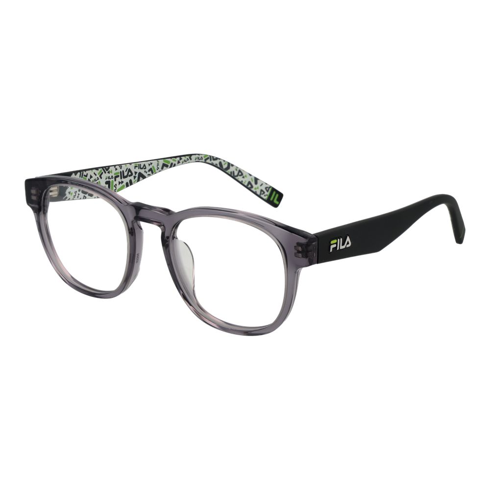 Eyeglasses Frames by Fila for unisex in plastic gray showcases a reflective silhouette, artfully incorporating a sophisticated gray coloured frame with a distinct full-frame frame design.
