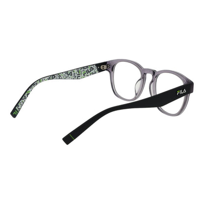 Eyeglasses Frames by Fila for unisex in plastic gray showcases a reflective silhouette, artfully incorporating a sophisticated gray coloured frame with a distinct full-frame frame design.