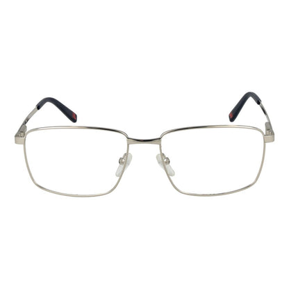 Eyeglasses Frames by Fila for men in stainless steel silver features an refined silhouette, showcasing a sophisticated silver coloured frame and refined full-frame frame design for a refined look.
