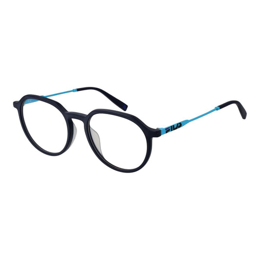 Eyeglasses Frames by Fila for unisex in stainless steel blue features an refined silhouette, showcasing a sophisticated blue coloured frame and refined full-frame frame design for a refined look.