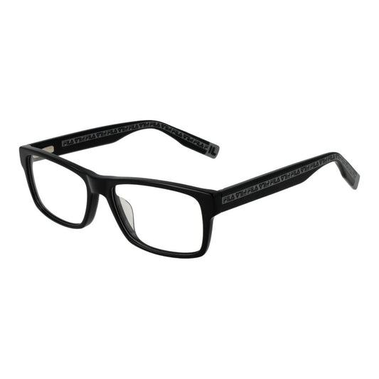 Eyeglasses Frames by Fila for men in cellulose acetate black showcases a reflective silhouette, artfully incorporating a sophisticated black coloured frame with a distinct full-frame frame design.