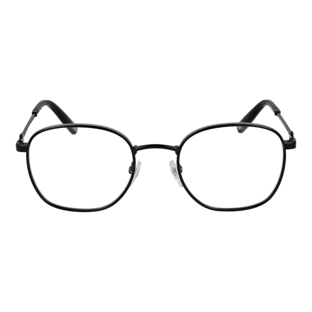 Eyeglasses Frames by Fila for unisex in stainless steel and black showcases an refined full-frame frame design featuring a sophisticated black coloured frame for an refined and refined aesthetic.