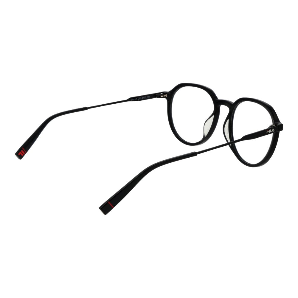 Eyeglasses Frames by Fila for unisex in stainless steel and black showcases an refined full-frame frame design featuring a sophisticated black coloured frame for an refined and refined aesthetic.