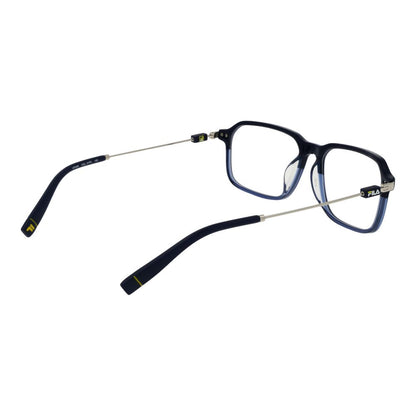 Eyeglasses Frames by Fila for men in metal blue showcases a reflective silhouette, artfully incorporating a sophisticated blue coloured frame with a distinct full-frame frame design.